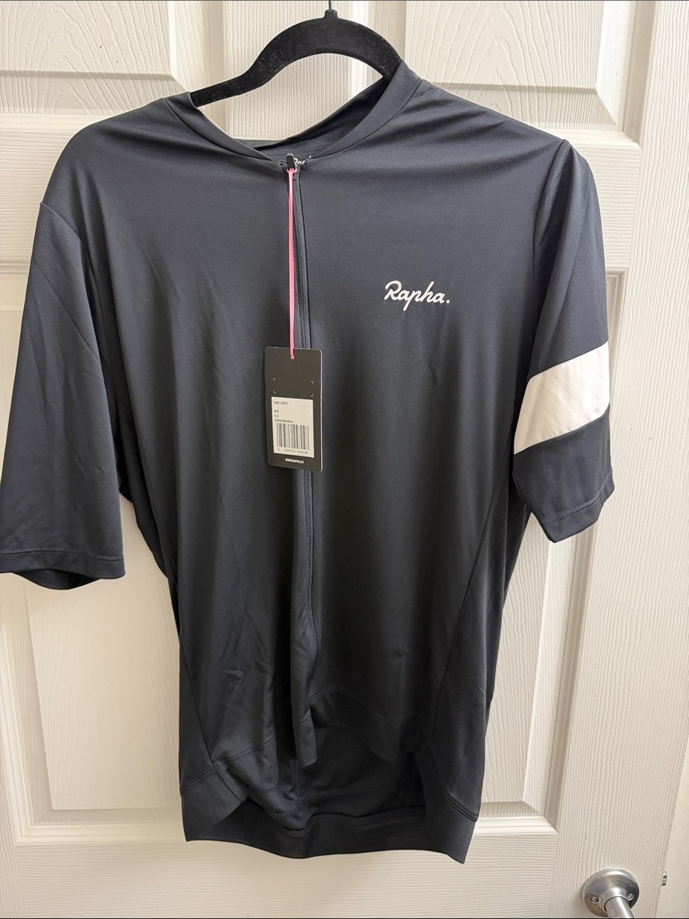Rapha Dark Navy Short Sleeve Cycling Jersey with White Sleeve Panel